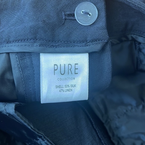Pure Collection High Waisted Straight Silk Linen Navy Pant Size 4 - Picture 11 of 11